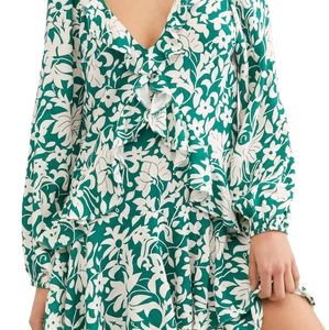 Free People Rebecca Ruffle Mini Dress | Large | Emerald | NWT